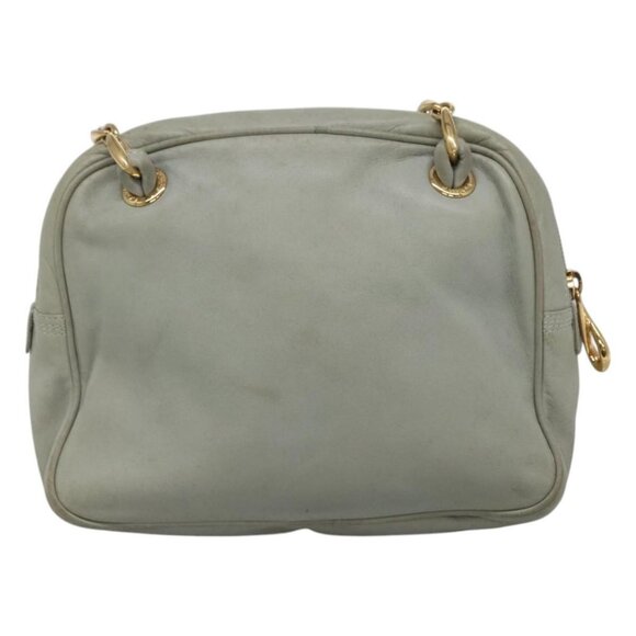 LOEWE Anagram Chain Shoulder Bag Leather Gray Gold Auth mr1092 - Picture 3 of 16